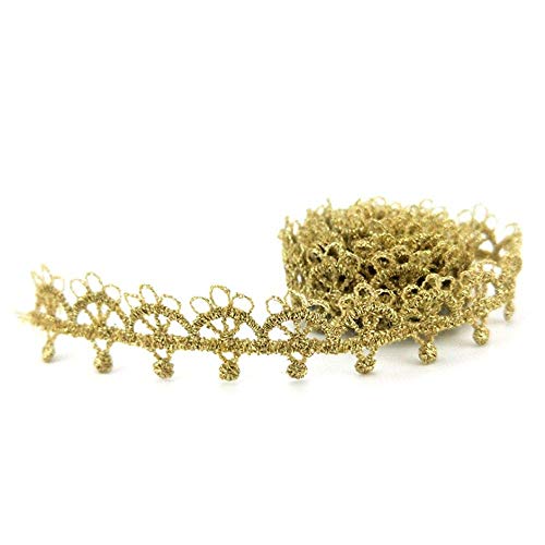 EORTA 4 Yard Gold Embroidery Lace Trim Water Soluble Lace Ribbon Gorgeous Guipure Edging Trimming Fabric Gimp Sewing Embossed Accessory Clothes Decor for Wedding Bridal Dress DIY Craft Costume, B - Thumbnail 5