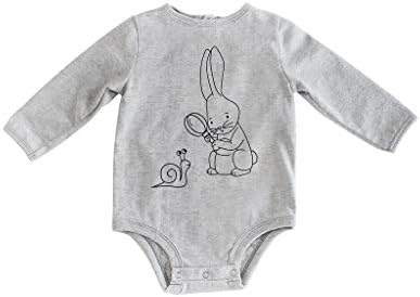 Dry Baby Infant and Toddler Grey Long Sleeve Water, Stain, Odor Repellent Bodysuit (3 Months, Little Snail)