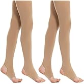 MANZI 2 Pairs Girl's Stirrup Dance Tights Convertible Transition Todder Ballet Tights 40D