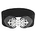 Women Rhinestone Detailing Metal Hook Buckle Waistbelt Band Red