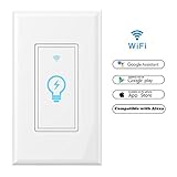 Smart Wi-Fi Light Switch In-Wall, Phone Remote Control Wireless Switch No Hub Required,Timing Function,Control Your Fixtures From Anywhere,Compatible with Alexa and Google Home,Overload Protection 15A