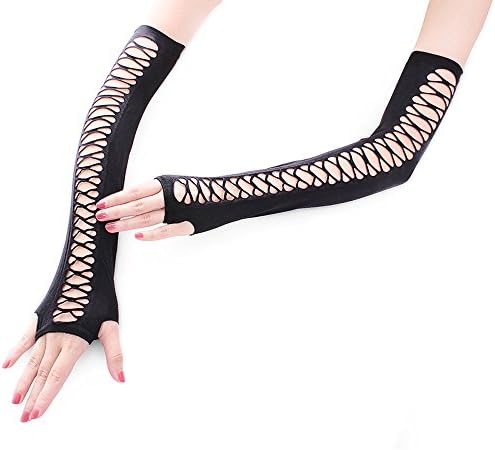 LHS Charmer Women's Sexy Elastic Shiny Wet Look Satin Long Gloves