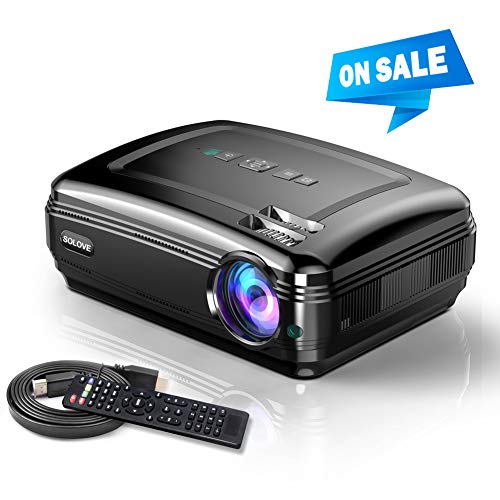 Video Projector, SOLOVE Full HD Overhead Projectors 1080P Supported,3800L HDMI Movie Projector for Home Theater and Office PowerPoint Presentation Compatible with Laptop,TV Stick,PC,PS4,iPhone