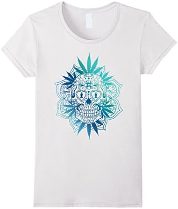 Womens Dia De Los Muertos kush mandala Medium White