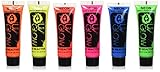UV Glow Blacklight Face and Body Paint 0.34oz - Set of 6 Tubes - Neon Fluorescent