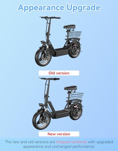 1400W Peak Motor Electric Scooter for Adults, 65 KM of Range Scooter with Seat, 48KM/H Top Speed, 48V Battery, Dual Suspension, Foldable E Scooter for Cargo, Commuting