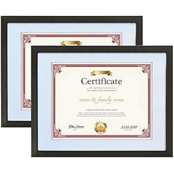 Amazing Roo 8.5 x 11 Document Frames with Mat Made for 11x14 Inch Picture Frame Without Mat - Wall and Tabletop Display 2 Pack, Black
