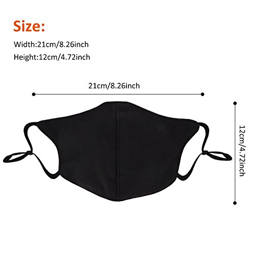 Aniwon 3 Pack Unisex Mouth Mask Adjustable Anti Dust Face Mouth Mask,Black Cotton Face Mask for Cycling Camping Travel - Thumbnail 4