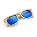 Polarized Genuine Bamboo lightweight Wood Entire Frame Vintage Handcraft Sunglasses Mens Womens Eyewear with Wooden Bamboo box - Blue