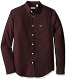 Lacoste Men's Long Sleeve Pique Jacquard Pattern Woven Shirt, CH9877-51, Vendange/Vertigo, 42