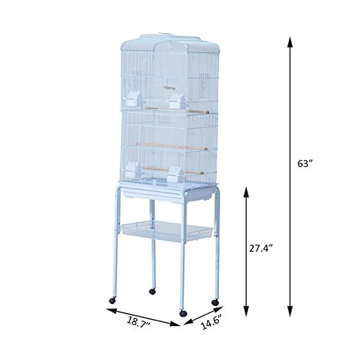 PawHut 63" Metal Indoor Bird Cage Starter Kit With Detachable Rolling