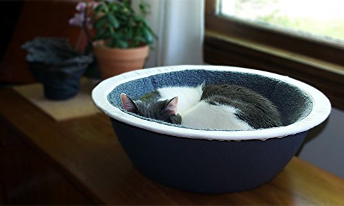 Hepper - Nest Cat Bed - Modern Cat Furniture - Cat Bowl with Removable & Washable Fleece Liner -r - Herringbone