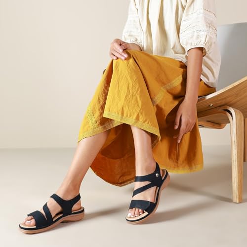 Littleplum Womens Flat Sandals with Arch Support Ladies Cushion Comfortable Casual Walking Sandals