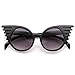 zeroUV - Designer Inspired Fashion Eccentric Unique Round Circle Winged Sunglasses (Black)