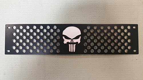 Mountains2Metal Punisher Skull Editon Powder Coated Black Bumper Grille Insert with WHITE Backing Plate Compatible with 2015-2019 Chevy Silverado 2500 3500 HD M2M #400-110-2