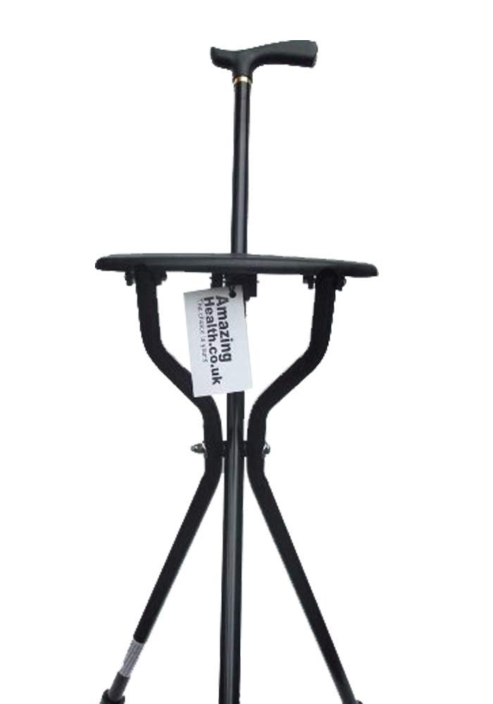 Lightweight, Robust 3 legged Walking Seat Stick - Three legged stick with stool