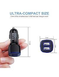 C Car Phone Charger, Dual Port Car Charger Adapter with Fast Charge Type C Charging Cord Compatible for Motorola Moto G7 G7 Plus G7 Play G7 Power G6 G6 Plus Z4 Z3 Z3 Play Z2 Play M Samsung S10