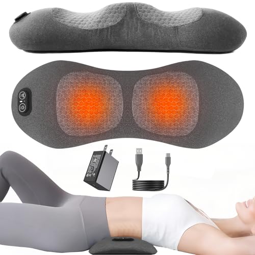 Lewuyoya Smooth Spine Triple Fusion Back Massager with Heat, Vibration and Traction for Sciatica Pain Relief, 3-in-1 Electric Lumbar Support Pillow Device for Lower Back Pain in Bed, Chair, Couch