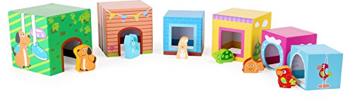 small foot Bunte Stapelwürfel "Haustiere" aus Pappe, Motorikspielzeug mit 6 Haustieren aus Holz, ab 12 Monate, 10044 – Bild 6