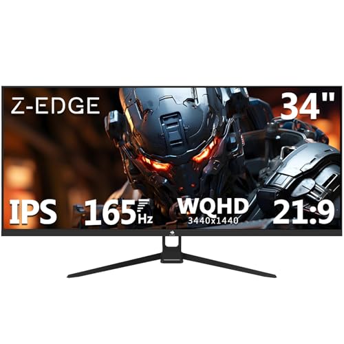 Z-Edge 34 Zoll Ultrawide Monitor UWQHD Gaming Bildschirm 165Hz 1ms MPRT, 3440x1440, 21:9 IPS, 100% sRGB, FreeSync, Pip & PBP, DisplayPort (165Hz) HDMI (100Hz), Schwarz thumbnail 1
