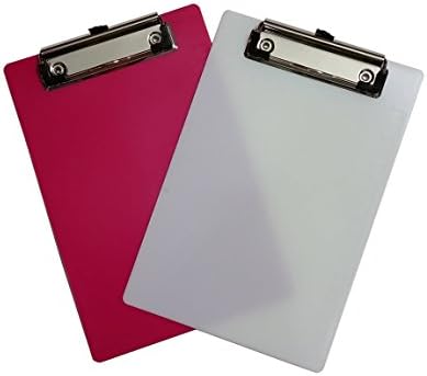 6 x 9 Inch (A5) SMALL Assorted Colors Plastic Clipboard Semi-Transparent Plastic Clipboard Document Holder Board Paper Clip board With Low Profile Clip (Random Color) [Pack of 2]