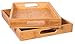 BIRDROCK HOME 2pc Bamboo Serving Trays Set with Handles | Natural Bamboo Wood | Nesting Breakfast Tray & Party Platter | Easy Carry for Kitchen, Dining, and Outdoor Picnics | Large & Small Sizes