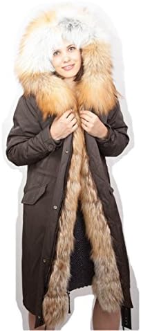 MILITARY LONG WOMEN'S PARKA JACKET RED FOX REAL FUR (XL)
