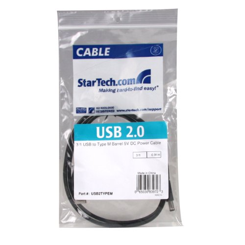 StarTech.com USB2TYPEM 3 Feet USB to Type M Barrel 5V DC Power Cable