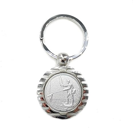 Angler 3D Motiv Schlüsselanhänger Angeln am See edel elegant silberfarben glänzend in Geschenkbox