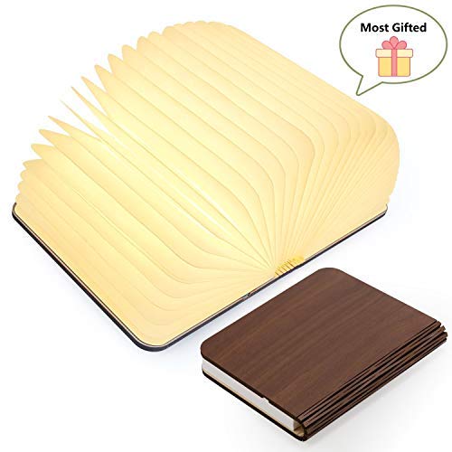 lampade libro USB ricaricabile pieghevole in legno magnetico LED Light del libro di lamp - 4 colori mutevoli scrivania lampada da tavolo