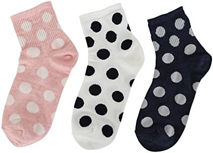 HelloClaire Premium Super Cute Fashionable Ankle Socks Selection Made in Korea (3 Pack Polka Dot)