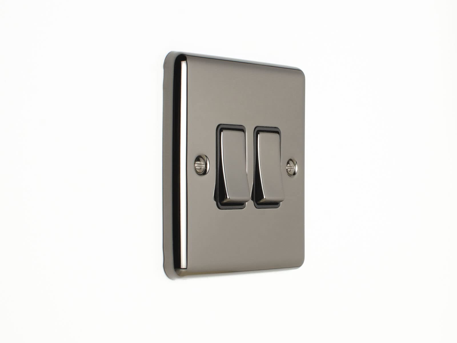 EUROLITE Enhance Black Nickel 2 Gang Double 10 AMP 2 Way Light Switch EN2SW BNB