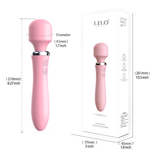 Bilateral Vibrator Powerful Wand Massger Women with 10 Modes Whisper Quiet Dual Motors Massager with Magnetic Charging for Female(Pink)