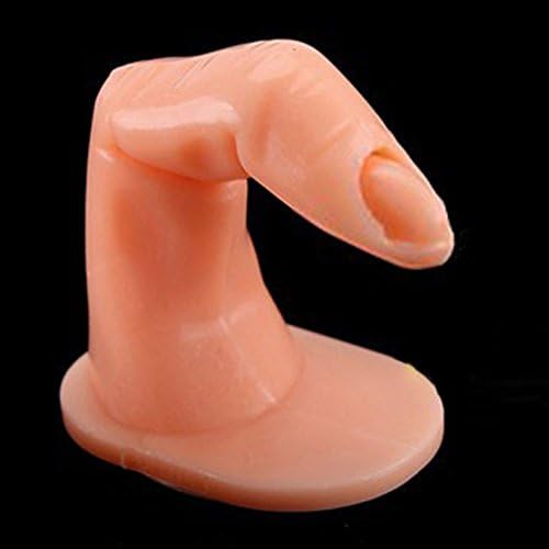HuangHM 1PCS Mannequin Model Fake Nail Art Practice Training Manicure Finger for Acrylic Gel Coat Wrap Nail Ring Display Holder Decoration Design Accessories Self Adhesive Bottom (without nail tip)