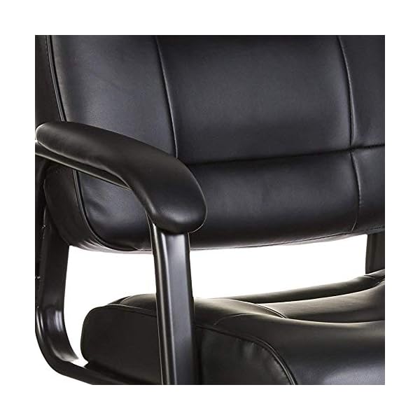 AmazonBasics Classic Leather Office Desk Guest Chair with Metal Frame