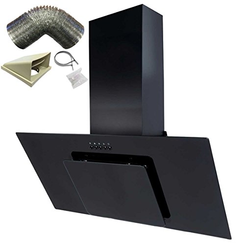 SIA AGL91BL 90cm Black Angled Glass Designer Chimney Cooker Hood