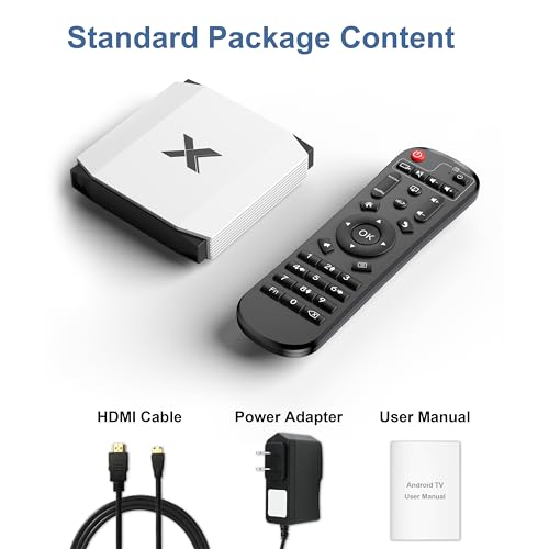 Caja Multimedia Android TV 4K Ultra HD, 4GB RAM 32GB ROM, conexión WiFi 6 Estable, Puertos USB HDMI 2.0, Ideal para Streaming de vídeo y Series de TV Box