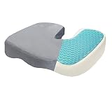 Dr. Flink Tailbone Seat Cushion - Pain Relief Chair Pillow, Cool Gel-Enhanced 100% Memory Foam, Orthopedic & Quality Comfort | Support & Relives Back & Sciatica, for Car, Truck, Home, and Office