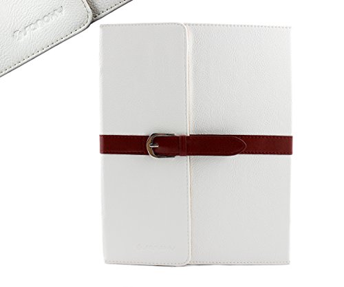 SANOXY Folio Buckle Belt Style PU Leather Case Cover Stand with Auto Sleep/Wake Feature for iPad 2/3/4 (White) - Thumbnail 5