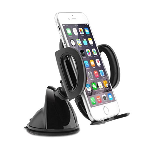 AUKEY Windshield Dashboard Universal Smartphone Car Mount Holder Cradle for iPhone, Samsung, LG, Nexus, Android / Windows phone, Compact Size GPS, iPod (HD-C6 Black)