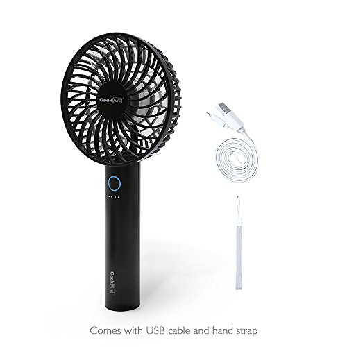 Battery Operated Fan, GeekAire Mini Portable Handheld Rechargeable Cordless Fan, Rechargeable Battery or USB Powered, 5 Speeds, Portable Design for Outdoor, Travel, Office - Black & 4 inch - Thumbnail 5
