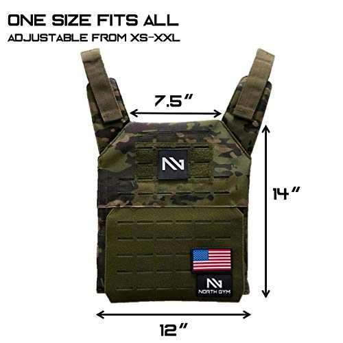 North Gym Adjustable Weighted Vest/Incl. 2 Innovative Moulded Weights