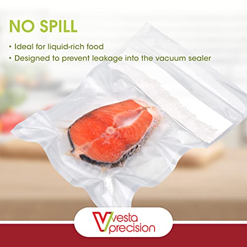 Vesta Precision Liquid Block Vacuum Seal Pouches Clear and Embossed