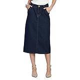 Jade Women's Basic Plus Size High Waist Denim A-Line Skirt