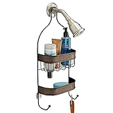 mDesign Bathroom Shower Caddy for Shampoo, Conditioner, Soap, Razors - Bronze