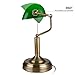TORCHSTAR Retro Banker's Lamp, Yellow Glass Desk Light, Antique Brass Finish, E26 Base Bulb Compatible, 350 Degrees Rotatable, Pull Cord Switch Included for Living Room, Nightstand Table, Bedroom