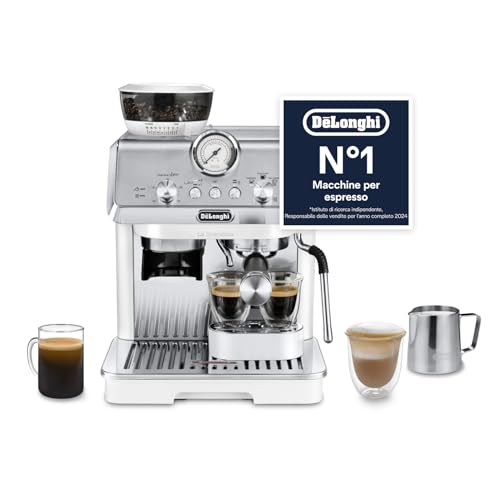 LA SPECIALISTA ARTE EC9155.W Macchina da caffè Manuale, 3 Ricette Preimpostate, Controllo Attivo della Temperatura, 8 Livelli di Macinazione, Lancia MyLatte Art, incluso KIT BARISTA, Bianco
