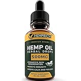 Hemp Oil 500 Milligram - Anxiety & Stress Relief - 100% Natural & Efficient - Made in USA - Immune Support - Anti Inflammatory - Deep Sleep & Good Mood - Ideal Omega 3, 6, 9 Source - Non GMO