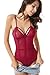Mflying Women's Sexy Lace Deep V Neck Backless Mesh Bodysuit Thong Lingerie (Large, Wine Red)
