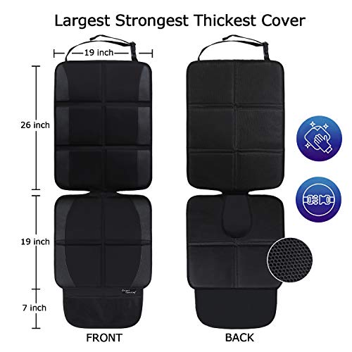 Car Seat Protector, 2 Pack Large Car Seat Protectors for Child Baby Car Seat with Organizer Pockets, Thick Padding Waterproof Car Seat Protector, Auto Vehicle Leather Seats Dog Mat Cover Pads, Black